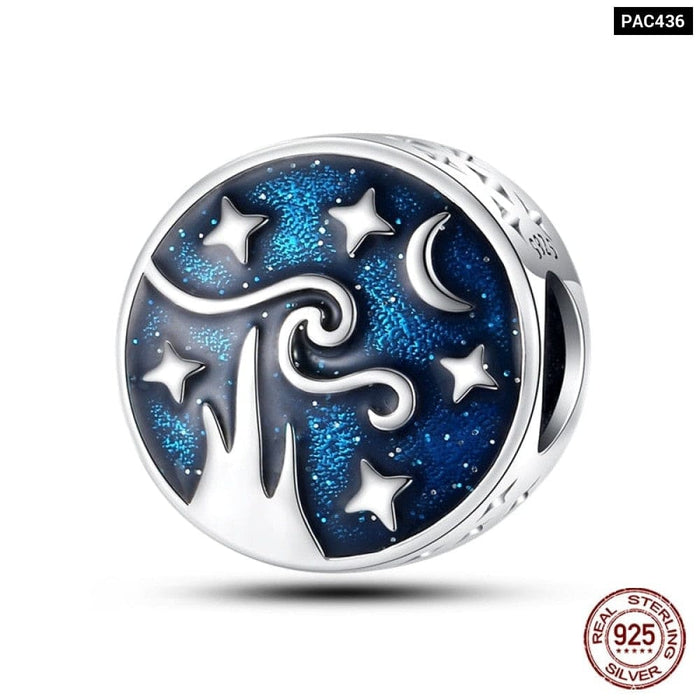 925 Sterling Silver Astronaut Space Series Charms Beads Fit Pandora Bracelets DIY Anniversary Jewelry