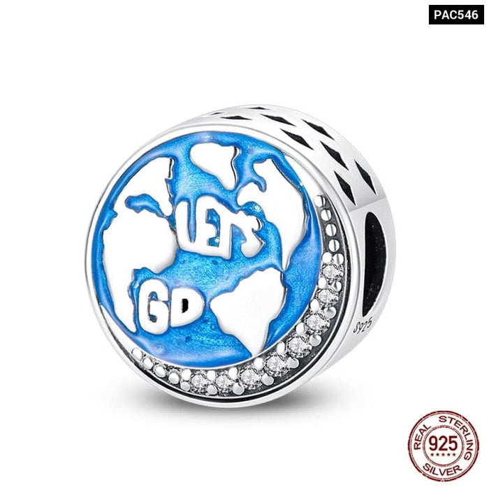 925 Sterling Silver Hot Air Balloon Suitcase Graduation Travel Series Charm Beads Fit Pandora Original Bracelet DIY Jewelry