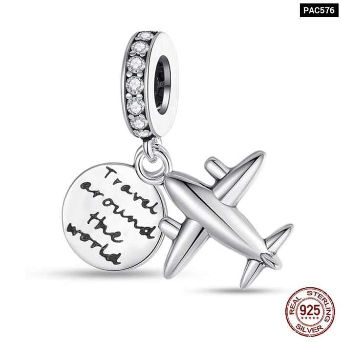 925 Sterling Silver Hot Air Balloon Suitcase Graduation Travel Series Charm Beads Fit Pandora Original Bracelet DIY Jewelry