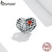 925 Sterling Silver Beating Heart Beads Bids Red Charm Fit