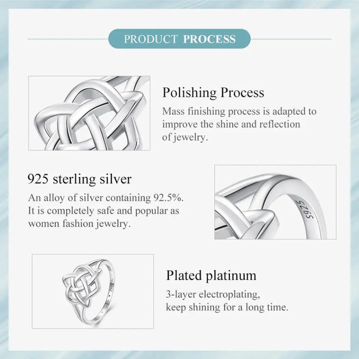 925 Sterling Silver Celtic Knot Finger Ring For Women