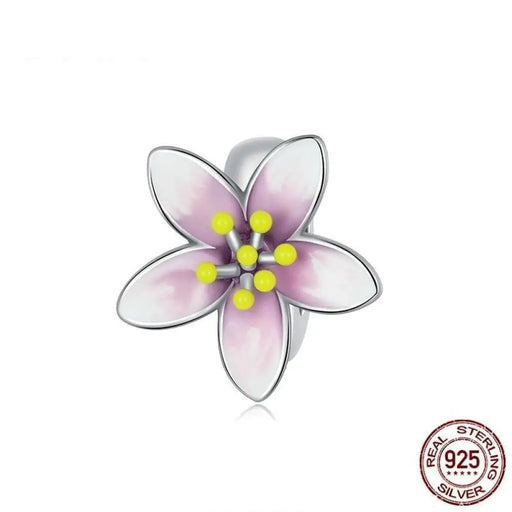 925 Sterling Silver Cherry Blossom Charms Fit For Diy