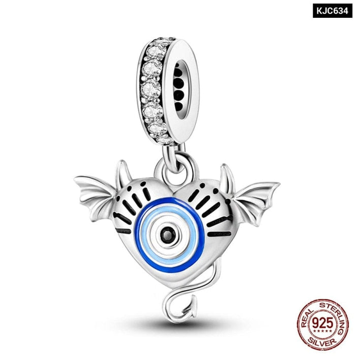 925 Sterling Silver Classic Devils Eye Charms Beads For Women Fit Original Pandora Bracelets Fine DIY Jewelry Making