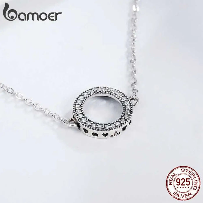 925 Sterling Silver Classic Zircon Hollow Circle Hearts