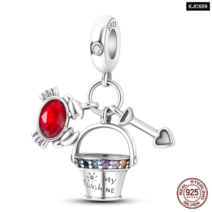 925 Sterling Silver Red Colour Series Heart Shape Charms Beads Fit Pandora Bracelets Lucky Jewelrys