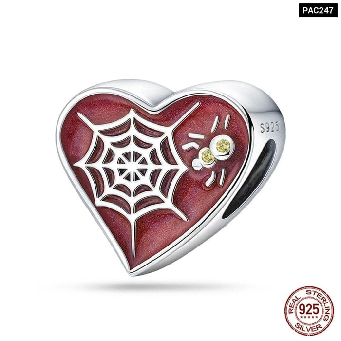 925 Sterling Silver Red Colour Series Heart Shape Charms Beads Fit Pandora Bracelets Lucky Jewelrys