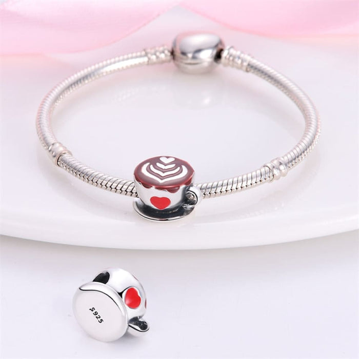 925 Sterling Silver Red Colour Series Heart Shape Charms Beads Fit Pandora Bracelets Lucky Jewelrys