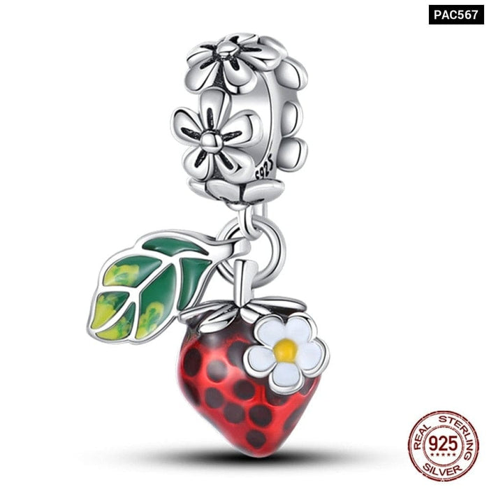 925 Sterling Silver Red Colour Series Heart Shape Charms Beads Fit Pandora Bracelets Lucky Jewelrys