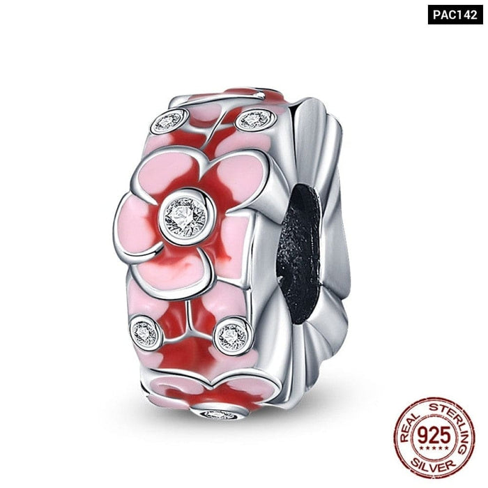 925 Sterling Silver Red Colour Series Heart Shape Charms Beads Fit Pandora Bracelets Lucky Jewelrys