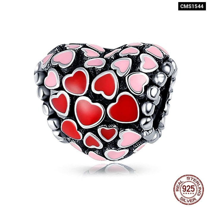 925 Sterling Silver Red Colour Series Heart Shape Charms Beads Fit Pandora Bracelets Lucky Jewelrys