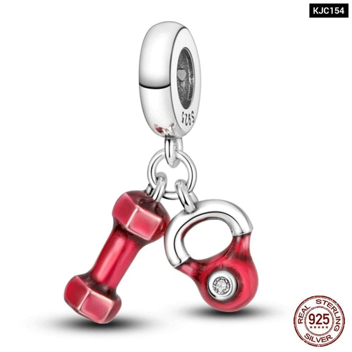 925 Sterling Silver Red Colour Series Heart Shape Charms Beads Fit Pandora Bracelets Lucky Jewelrys