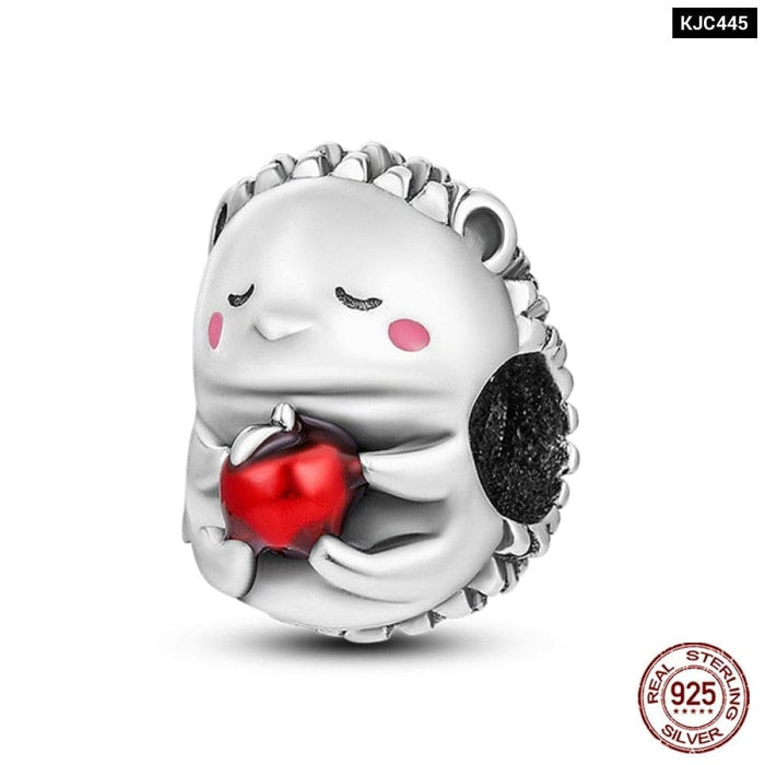 925 Sterling Silver Red Colour Series Heart Shape Charms Beads Fit Pandora Bracelets Lucky Jewelrys