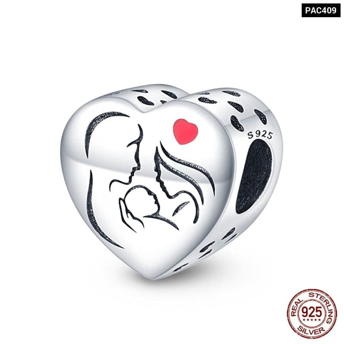 925 Sterling Silver Red Colour Series Heart Shape Charms Beads Fit Pandora Bracelets Lucky Jewelrys