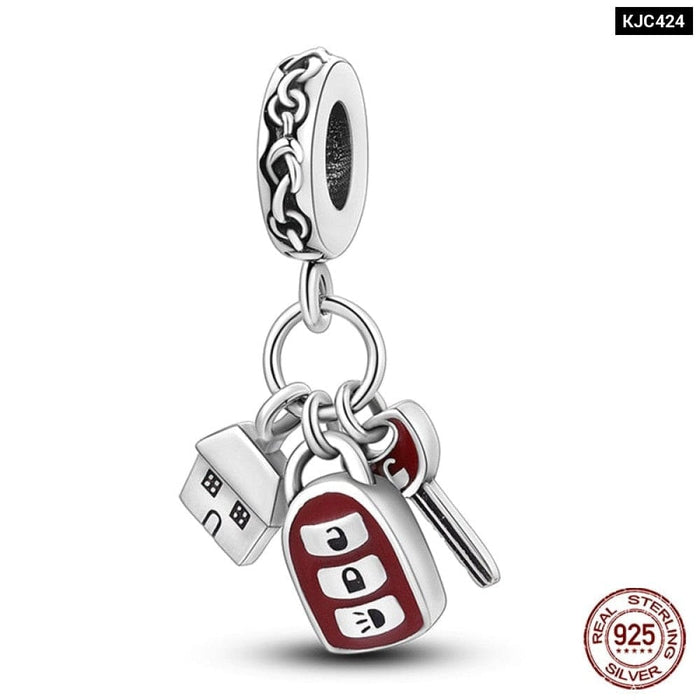 925 Sterling Silver Red Colour Series Heart Shape Charms Beads Fit Pandora Bracelets Lucky Jewelrys