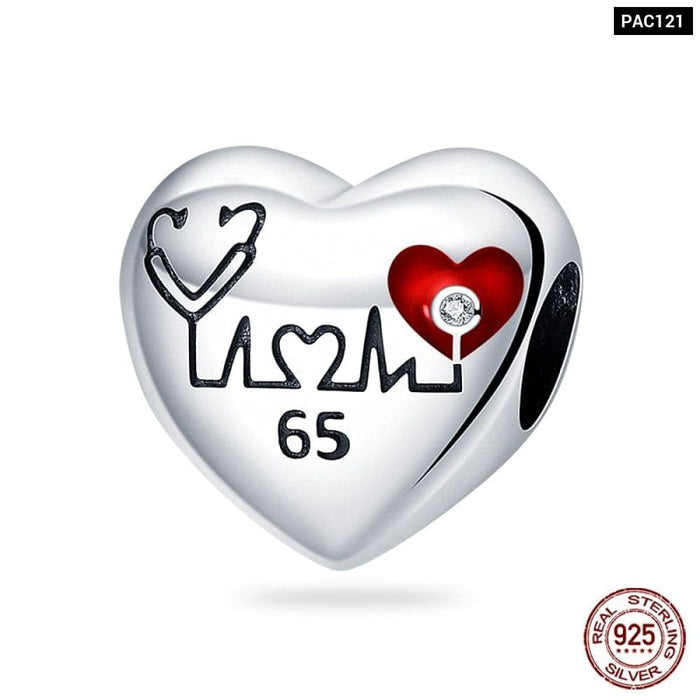 925 Sterling Silver Red Colour Series Heart Shape Charms Beads Fit Pandora Bracelets Lucky Jewelrys