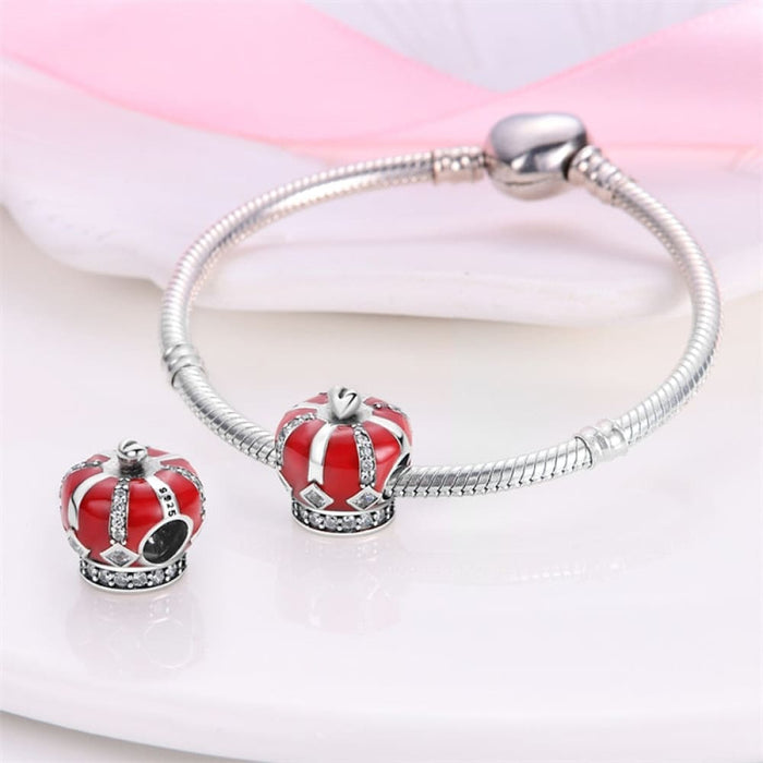 925 Sterling Silver Red Colour Series Heart Shape Charms Beads Fit Pandora Bracelets Lucky Jewelrys