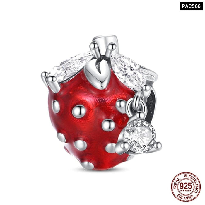 925 Sterling Silver Red Colour Series Heart Shape Charms Beads Fit Pandora Bracelets Lucky Jewelrys