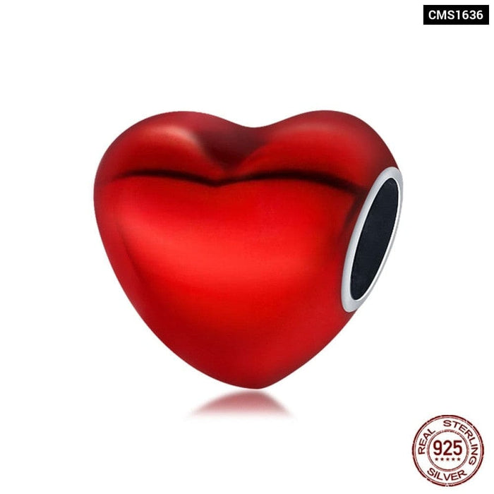 925 Sterling Silver Red Colour Series Heart Shape Charms Beads Fit Pandora Bracelets Lucky Jewelrys