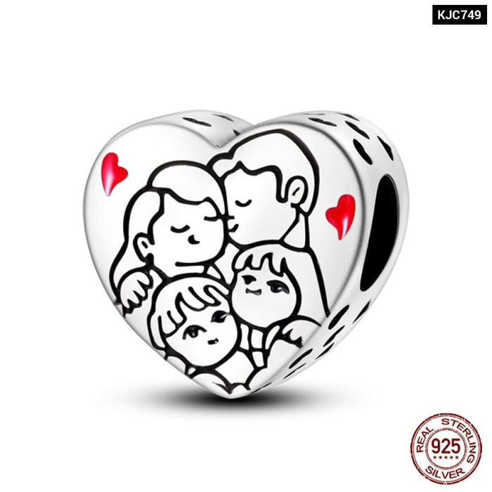 925 Sterling Silver Red Colour Series Heart Shape Charms Beads Fit Pandora Bracelets Lucky Jewelrys