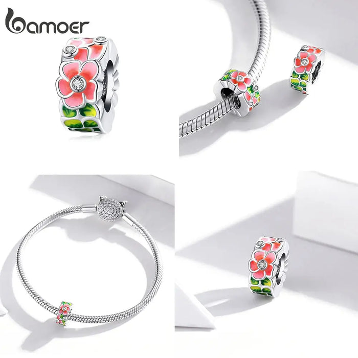 925 Sterling Silver Colourful Birds Flowers Leaves Cz