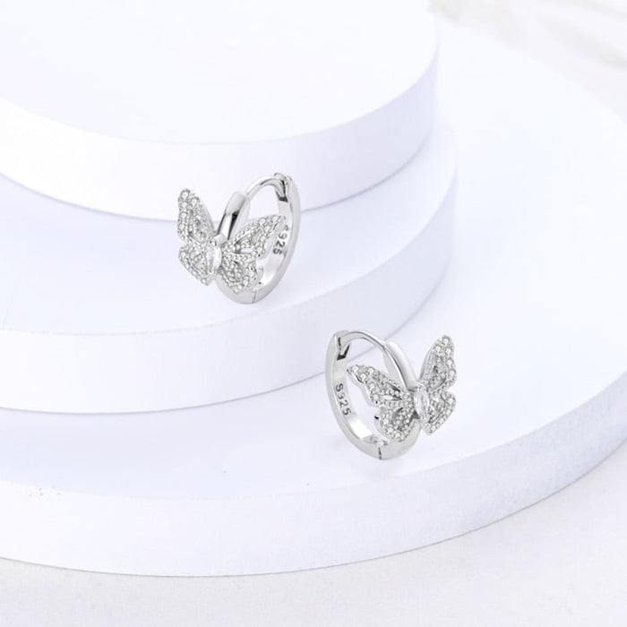 925 Sterling Silver Colourful Dragonfly Butterfly Animal Earrings For Women Exquisite Anniversary Jewelry