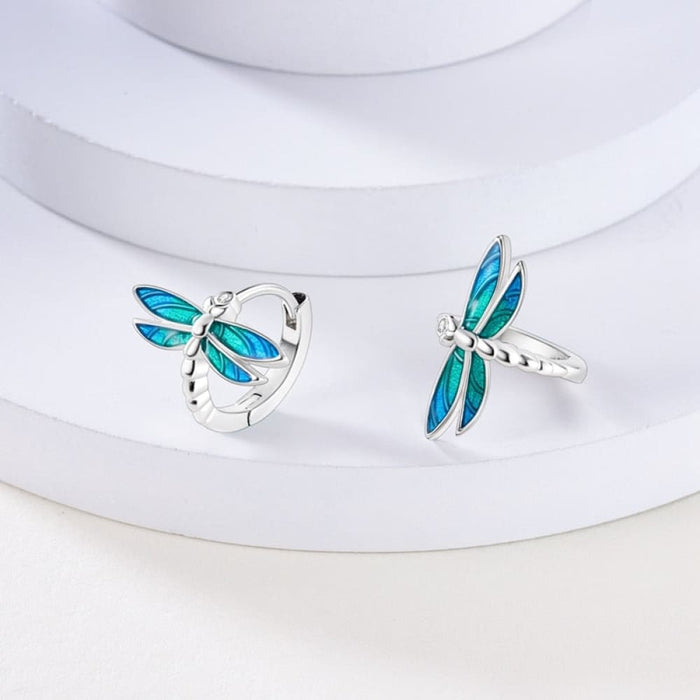 925 Sterling Silver Colourful Dragonfly Butterfly Animal Earrings For Women Exquisite Anniversary Jewelry