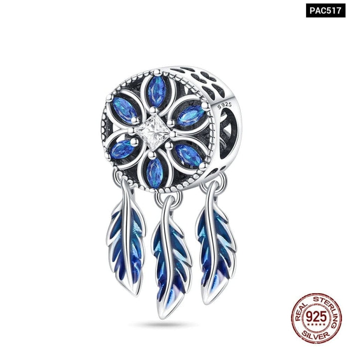 925 Sterling Silver Colourful Dreamcatcher Charms Beads Fit Pandora Bracelets Exquisite DIY Jewelrys