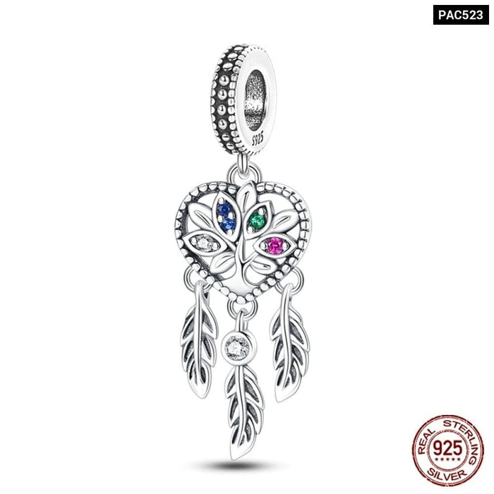 925 Sterling Silver Colourful Dreamcatcher Charms Beads Fit Pandora Bracelets Exquisite DIY Jewelrys