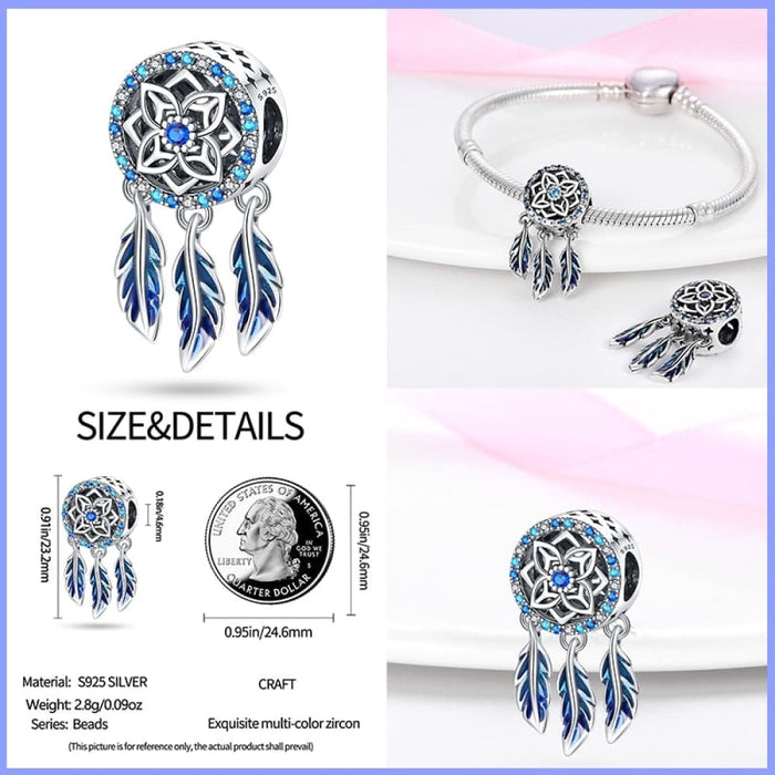 925 Sterling Silver Colourful Dreamcatcher Charms Beads Fit Pandora Bracelets Exquisite DIY Jewelrys