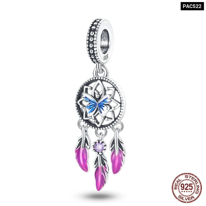 925 Sterling Silver Colourful Dreamcatcher Charms Beads Fit Pandora Bracelets Exquisite DIY Jewelrys