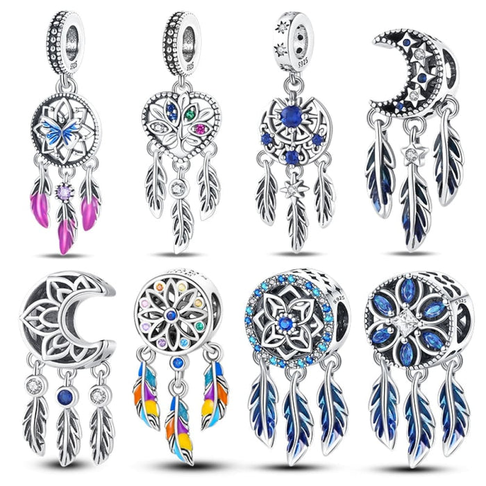 925 Sterling Silver Colourful Dreamcatcher Charms Beads Fit Pandora Bracelets Exquisite DIY Jewelrys