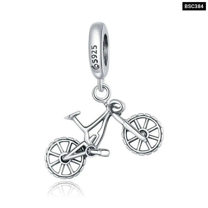 925 Sterling Silver Crystal Bike Bicycle Shape Pendant