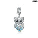 925 Sterling Silver Crystal Owl Lovely Animal Shape Beads