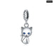 925 Sterling Silver Cute Cat Animal Charm Pendant Fit