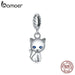 925 Sterling Silver Cute Cat Animal Charm Pendant Fit