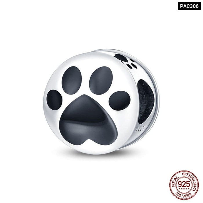 925 Sterling Silver Cute Black Cat Pet Charms Beads Fit Pandora Bracelets Fine DIY Jewelry For Women