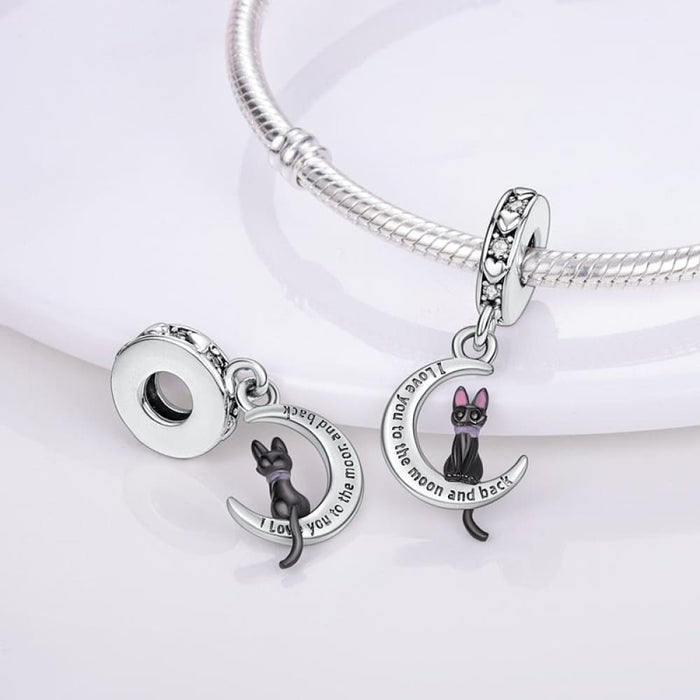 925 Sterling Silver Cute Black Cat Pet Charms Beads Fit Pandora Bracelets Fine DIY Jewelry For Women