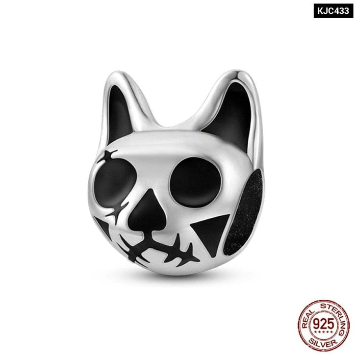 925 Sterling Silver Cute Black Cat Pet Charms Beads Fit Pandora Bracelets Fine DIY Jewelry For Women