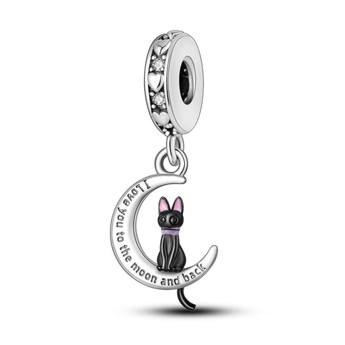 925 Sterling Silver Cute Black Cat Pet Charms Beads Fit Pandora Bracelets Fine DIY Jewelry For Women