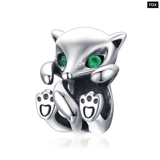 925 Sterling Silver Cute Cat Kitty Animal Beads Charm For