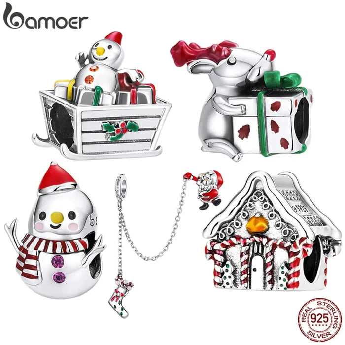 925 Sterling Silver Cute Snowman Charms Fit For Diy Making