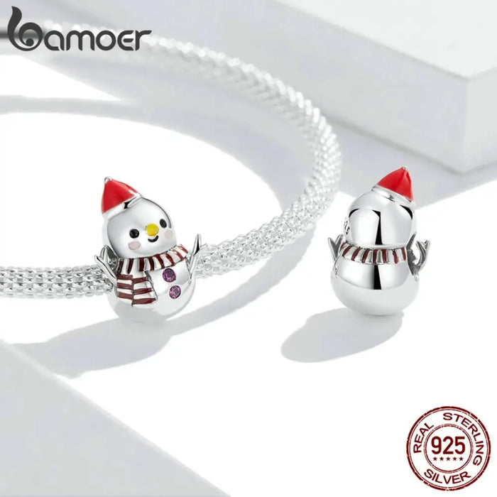 925 Sterling Silver Cute Snowman Charms Fit For Diy Making