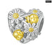 925 Sterling Silver Daisy Heart Beads Sunflower Pendant