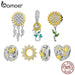 925 Sterling Silver Daisy Heart Beads Sunflower Pendant