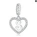 925 Sterling Silver Delicate Heart Pendant Letter a To z