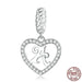 925 Sterling Silver Delicate Heart Pendant Letter a To z