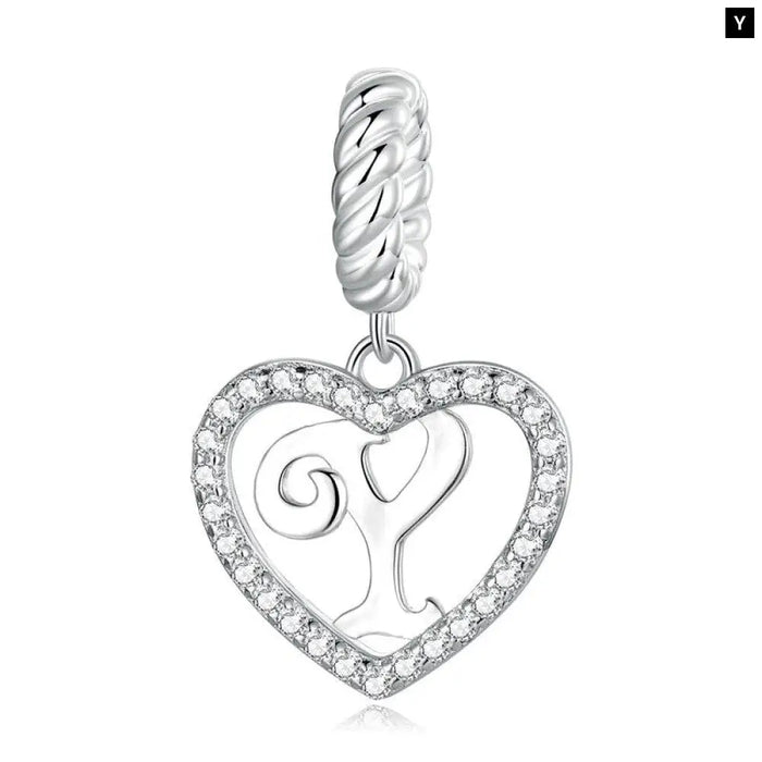 925 Sterling Silver Delicate Heart Pendant Letter a To z