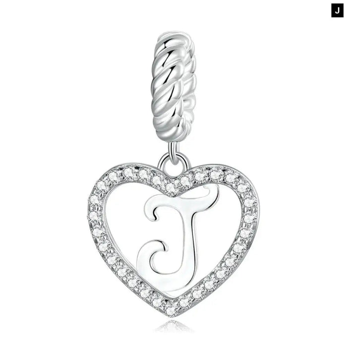 925 Sterling Silver Delicate Heart Pendant Letter a To z