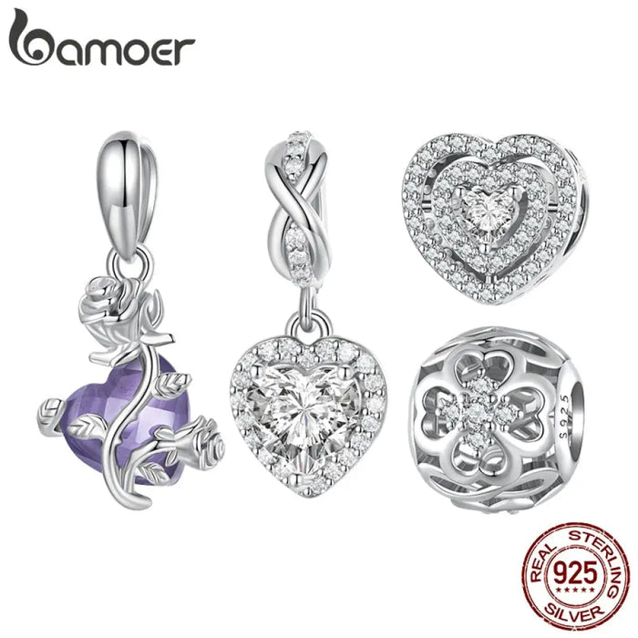 925 Sterling Silver Delicate Rose Heart Pendant Fit Women