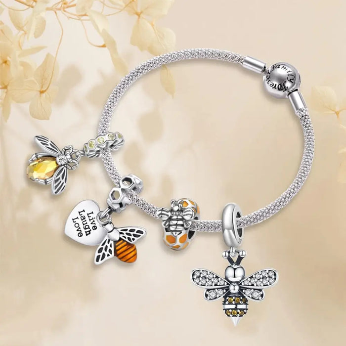 925 Sterling Silver Delicate Bee Series Charm Beads